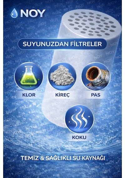 Duş Başlığı Filtresi 35 Aşamalı Su Arıtma Kireç Klor Temizleyici Yedek Filtre Beyaz