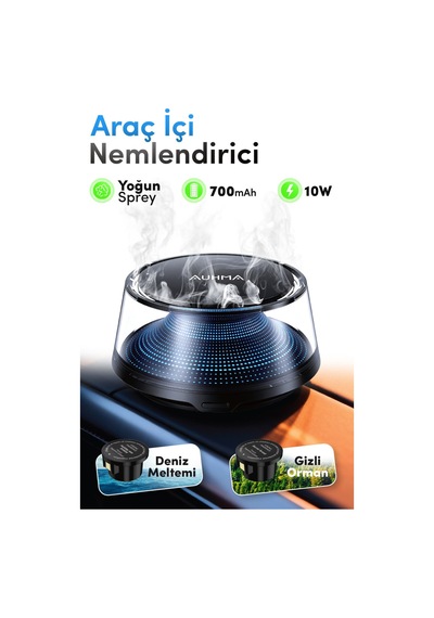 Auhma Af-12 Araç İçi Hava Nemlendirici & Araç Koku Makinesi Fransız Esanslı 2 Kartuş