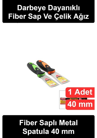 Spatula Profesyonel Metal 40 Mm Fiber Saplı Paslanmaz Çelik Ağızlı Boya Alçı Sıva Yüzey Kazıma Sıyı