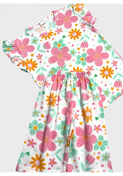 Aliş Kids Kız Çocuk Pamuklu Beyaz Pembe Çiçek Desenli Kolları Fırfırlı Kısa Kollu Şortlu Yazlık Pijama Takımı Pembe Beyaz Aliş Kids Kız Çocuk Pamuklu Beyaz Pembe Çiçek Desenli Kolları Fırfırlı Kısa Kollu Şortlu Yazlık Pijama Takımı Pembe Beyaz