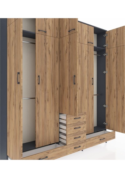 Arges Dolap 6 Raflı 6 Çekmeceli 4 Askılı 220x30x243 Antrasit-çam/çam Atlas Çam/atlas Çam Arges Dolap 6 Raflı 6 Çekmeceli 4 Askılı 220x30x243 Antrasit-çam/çam Atlas Çam/atlas Çam