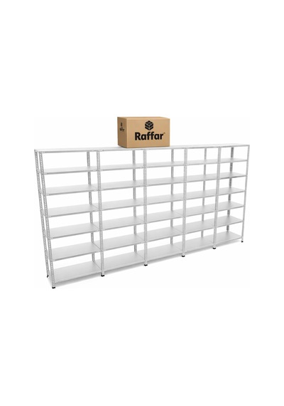 Galvaniz 7 Katlı 5li Birleşik Arşiv Raf Sistemi - Çelik Raf - Metal Raf Raffar7katlı5lı Metalik