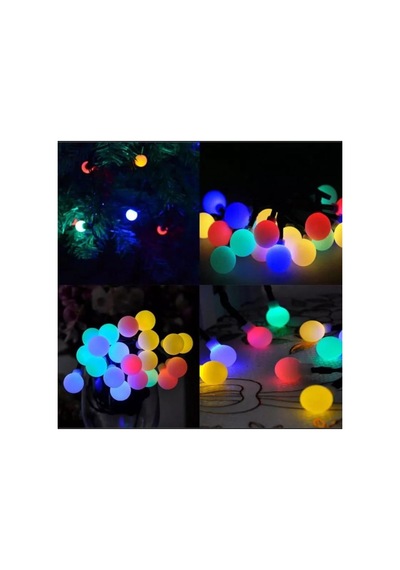 Tr Menfry Solar Güneş Enerjili Rgb Led 7 Metre 50 Led Top Beyaz Top Bahçe Aydınlatma Led Işık