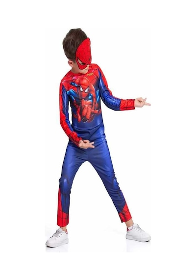 Life For Moda Erkek Çocuk Spiderman Kostümü Maskeli Örümcek Adam Kostümü Kırmızı - Mavi