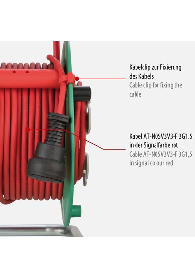 Brennenstuhl Garant G Bretec Ip44 Bahçe Kablo Makarası Çim Biçme Makinesi İçin Kablo Makarası, 38 + 2 M Kablo, Kırmızı, Özel Plastik, Dış Mekanda Kısa Süreli Kullanım, Almanya'da Üretilmiştir