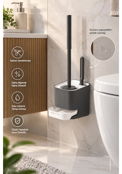 Porsima 2027 Pratik Tuvalet Fırçalığı Banyo Tuvalet Fırçası Antra