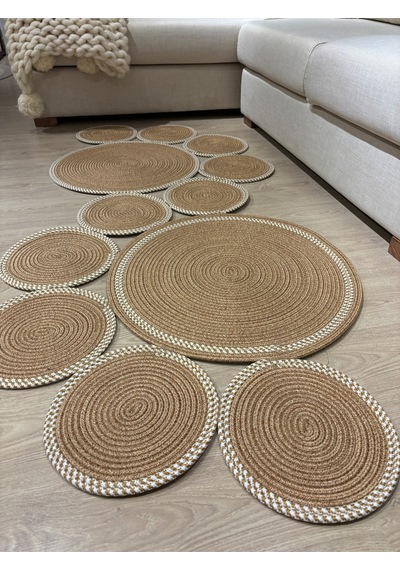 Mavaux Siyah Snake Hasır Jüt Bej Yolluk Halı Kilim Krem - Bej