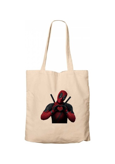 Deadpool Love Krem Fermuarlı Bez Çanta Gabardin