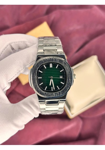 Patek Philipp Eyeşil Kadran Erkek Kol Saati Gümüş