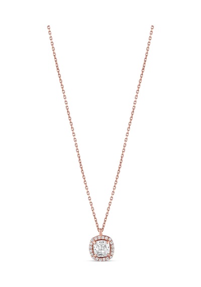 Kuyumcudukkani Beyaz Kare Kesim Taşlı Kolye-37345-r-w Rose Gold