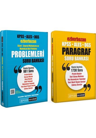 Pegem Yayınları Ezberbozan Paragraf ve Problemler Soru Bankası Seti 2 Kitap
