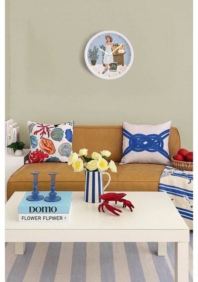 Modern Tasarım Duvar Saati - 35cm - Önü Camlı Beyaz Kasa - Sessiz Mekanizma-jh0346 Beyaz