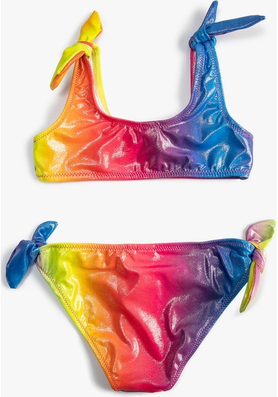 Koton Bikini Takımı Parlak Çok Renkli 2 Parça Pembe Desenli 3skg00001bm 3SKG00001BMA04 Pembe
