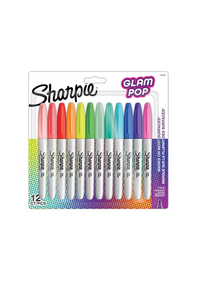 Glam Pop Kalıcı Markörler, Kalın Ayrıntılar İçin İnce Nokta, Çeşitli Canlı Renkler 12 Keçeli Kalem 3 Siyah+2 Mavi+ 1 Kırmızı+ 1 Yeşil