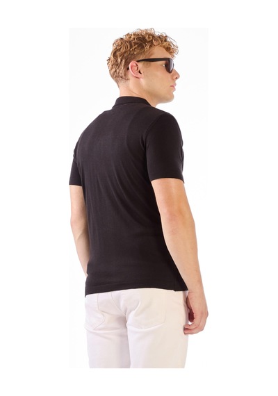 Dufy Erkek Slim Fit Polo Yaka Siyah Triko-25570