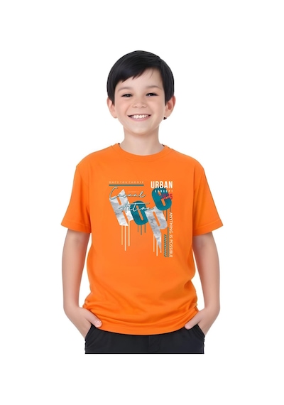 Panios Kids Hope Baskılı Erkek Çocuk Yuvarlak Yaka Kısa Kollu T-shirt Turuncu