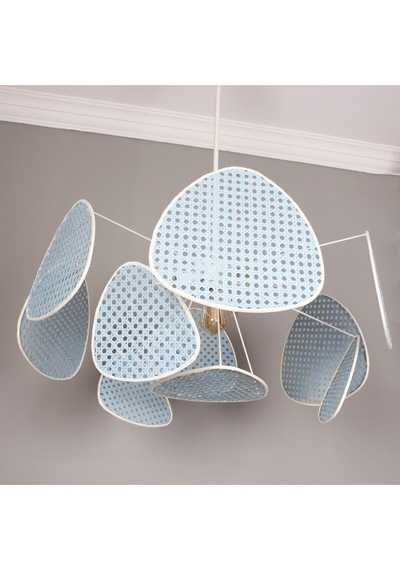 Bulut Mavi Doğal Hazeran Avize 75x35 Cm, 9+1 Yaprak Ve 3+1 Duylu 30 Cm Mavi