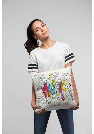 Çok Renkli Pop Art Çift Taraflı Yastık Kırlent Kılıfı Krl030n11