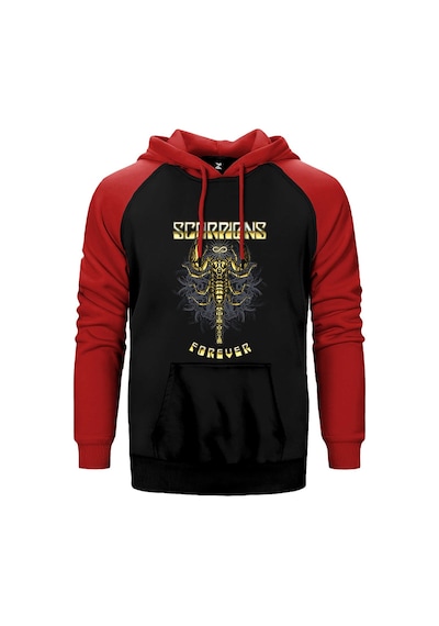 Scorpions Forever Kırmızı Renk Reglan Kol Kapşonlu Sweatshirt Kırmızı