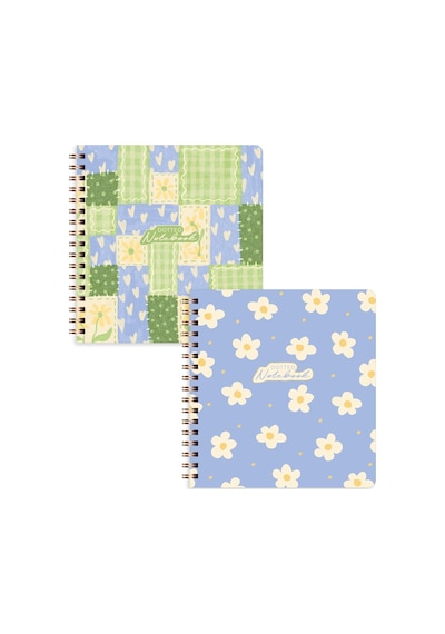 15x16 Spiralli Karton Kapak 2'li Noktalı Not Defter Seti - Patchwork
