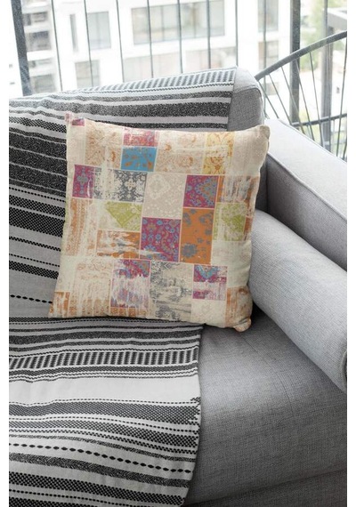 Çok Renkli Patchwork Çift Taraflı Kırlent Kılıfı Krl170n11