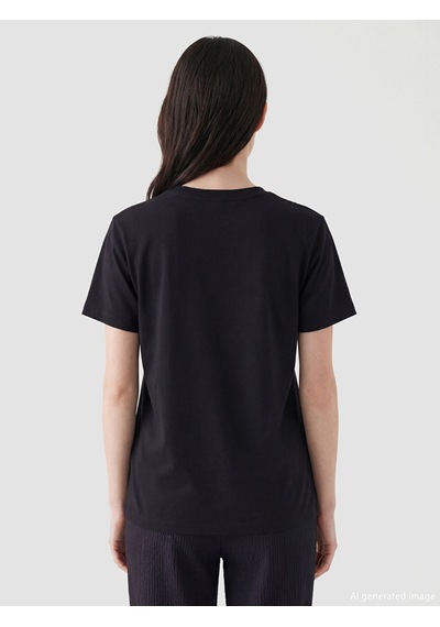 Lcw Comfort Siyah Bisiklet Yaka Taşlı Kadın Tişört