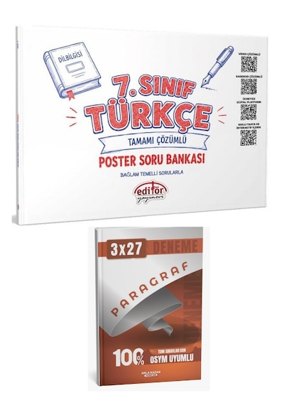 Editör 2027 7. Sınıf Türkçe Poster Soru Bankası Çözümlü+ Anla Kazan Paragraf