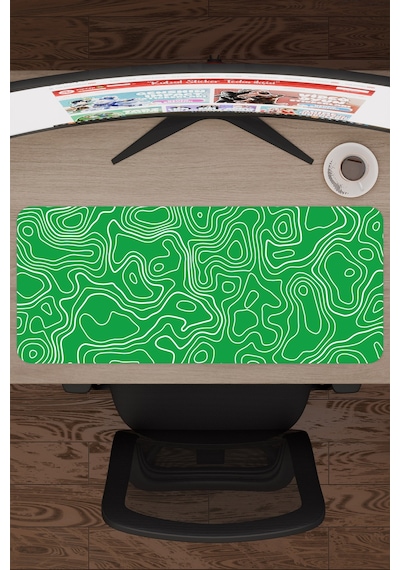 Yeşil Beyaz 70x30 Xl Taraftar Gaming Oyuncu Mouse Pad Kaymaz Taban Büyük Fare Altlığı Topography