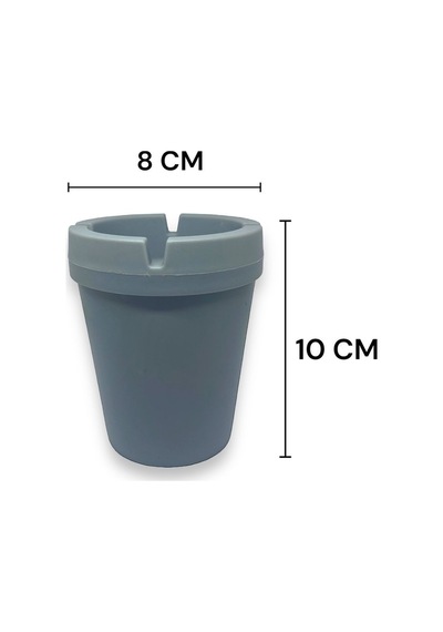 Sert Plastik Koku Hapseden, Kolay Temizlenebilir Kül Tablası/ Küllük- Gri Plastik Gri Yuvarlak