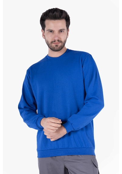 2 İplik Bisiklet Yaka Sweatshirt Saks Mavi