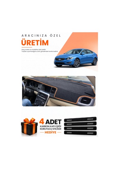 Volvo S60 2011-2017 Uyumlu Torpido Koruma Örtüsü Oto Kılıfı - Siyah Kahverengi