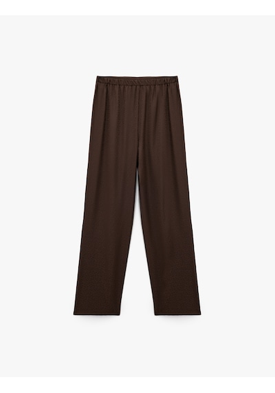 Koton Rahat Kalıp Dokulu Saten Pijama Altı Kahverengi 6wlk50028mw Kahve