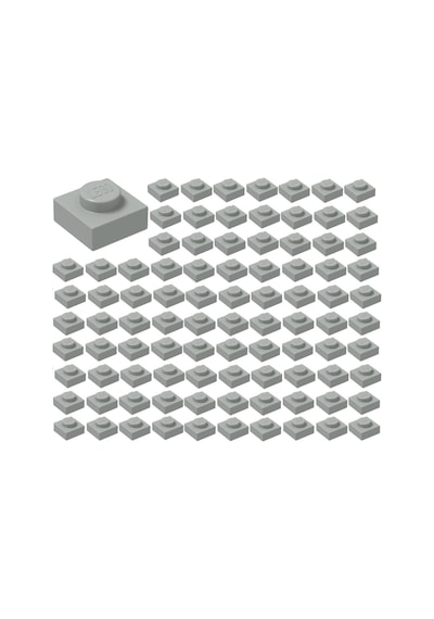 Yedek Parçalar: Plate: 100 Adet 1x1 Plate Parts Plaka Parçası Açık Gri 3024