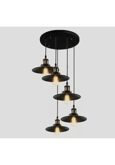 Mylights Retro Rustik Galeri Boşluğu Yüksek Tavan Avize Beşli