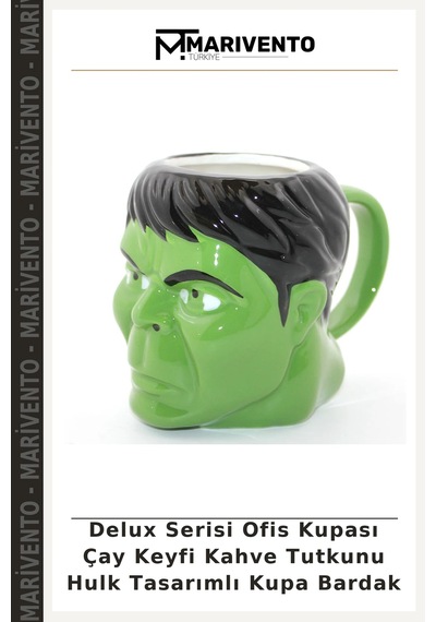 Delux Serisi Ofis Kupası Çay Keyfi Kahve Tutkunu Hulk Tasarımlı Kupa Bardak Çok Renkli
