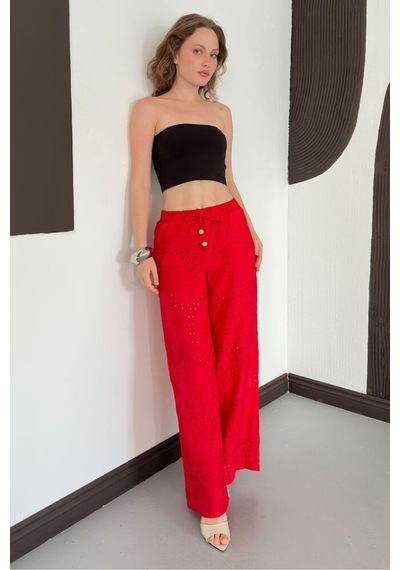 Verymoda Nakışlı Pantolon D2876 Kırmızı