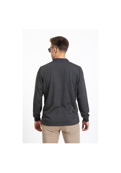 Erkek Orta Yaş ve Üzeri Polo Yaka Cepli Uzun Kollu Mevsimlik Sweatshirt 1103-Füme-Füme