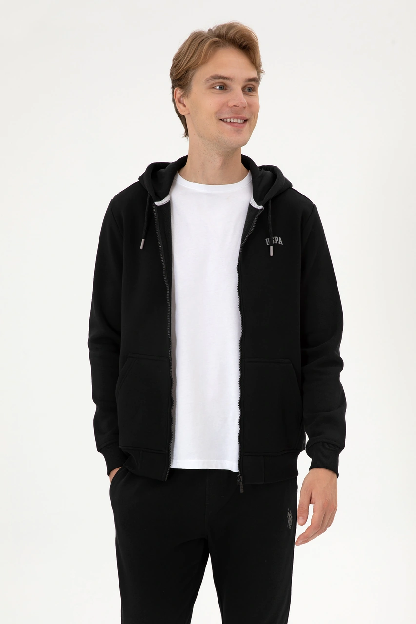 U.S. Polo Assn. Erkek Regular Fit Siyah Şardonlu Örme Hırka 50313755-VR046
