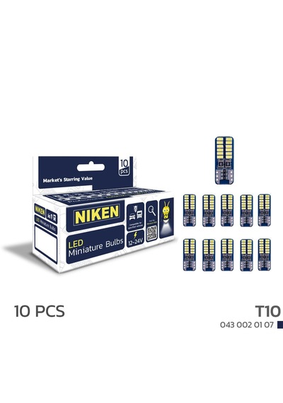 Nıken 12 Volt T10 Dipsiz Beyaz 24 Ledli Ampul - 10 Adet