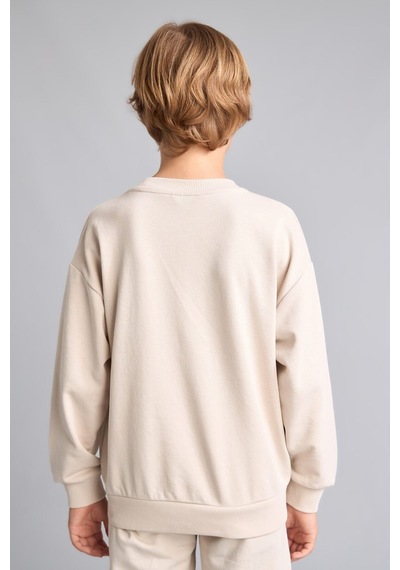 Defacto Oversıze Bisiklet Yaka Bej Sweatshirt Erkek Çocuk H7135a826aubg186 Bej-bg186
