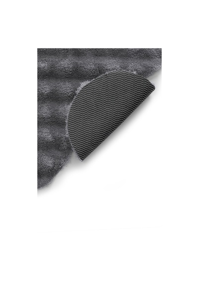 Raschel Carpet Lazer Kesim Koyu Gri Yumuşak Bubble Kaymaz Özel Taban Peluş Halı Yolluk Koyu Gri
