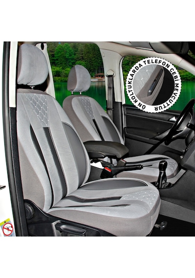 T1 Serisi Volkswagen Caddy 2003-2010 Uyumlu Gri Ticari Tay Tüyü Koltuk Kılıfı