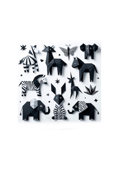 Origami Kağıdı, 100 Adet Siyah Renk Origami Set 100lü Paket