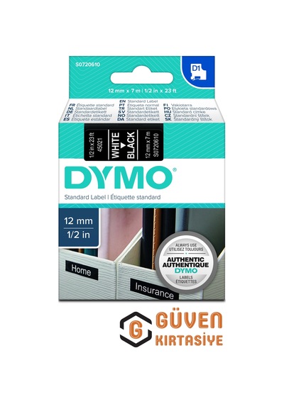 Dymo Etiket 45021 Siyah/Beyaz D1 Yedek Şerit 12 MM X 7 M