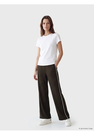 Lcw Modest Kahverengi Şeritli Soft Touch Kadın Eşofman Altı