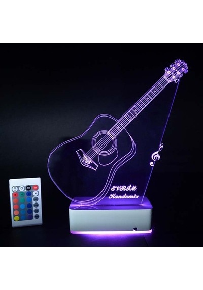 Özel Tasarım Akustik Gitar 3D Led Lamba