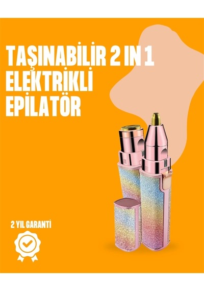 Mey İthalat Mini Usb Şarjlı Elektrikli Epilatör Kaş Ve Yüz Tüy Temizliği İçin 2'si 1 Arada
