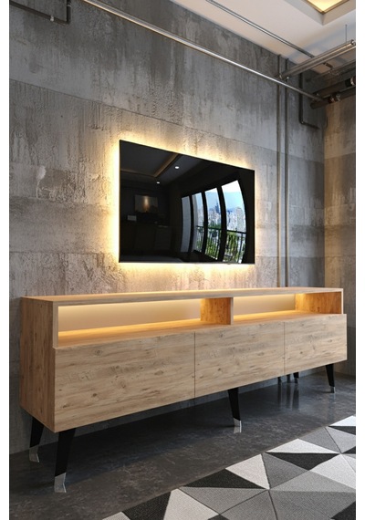 Resital Ledli Tv Sehpası - Led Işıklı - Çam - W9017-6 Atlantik Çam