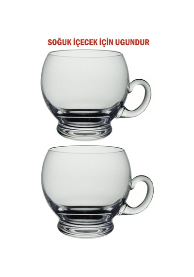 Paşabahçe El İmalatı Kristal 2 Li Ayran Maşrapası Kupa Bardak 12661 Sıcağa Dayanaklı Değilidir - Şeffaf