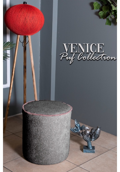 VENICE ANTRASİT TEDDY KUMAŞ YUVARLAK PUFF &BENCH&KOLTUK&TABURE&POFUDUKYATAK ODASI PUF MODELLERİ